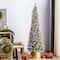 Glitzhome® 7.5ft Pre-Lit Frosted Cashmere Pencil Pine Artificial Christmas Tree, Multicolor LED Lights